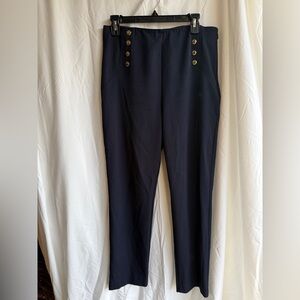 Ann Taylor Navy Sailor Button-Accent Ponte Pants
